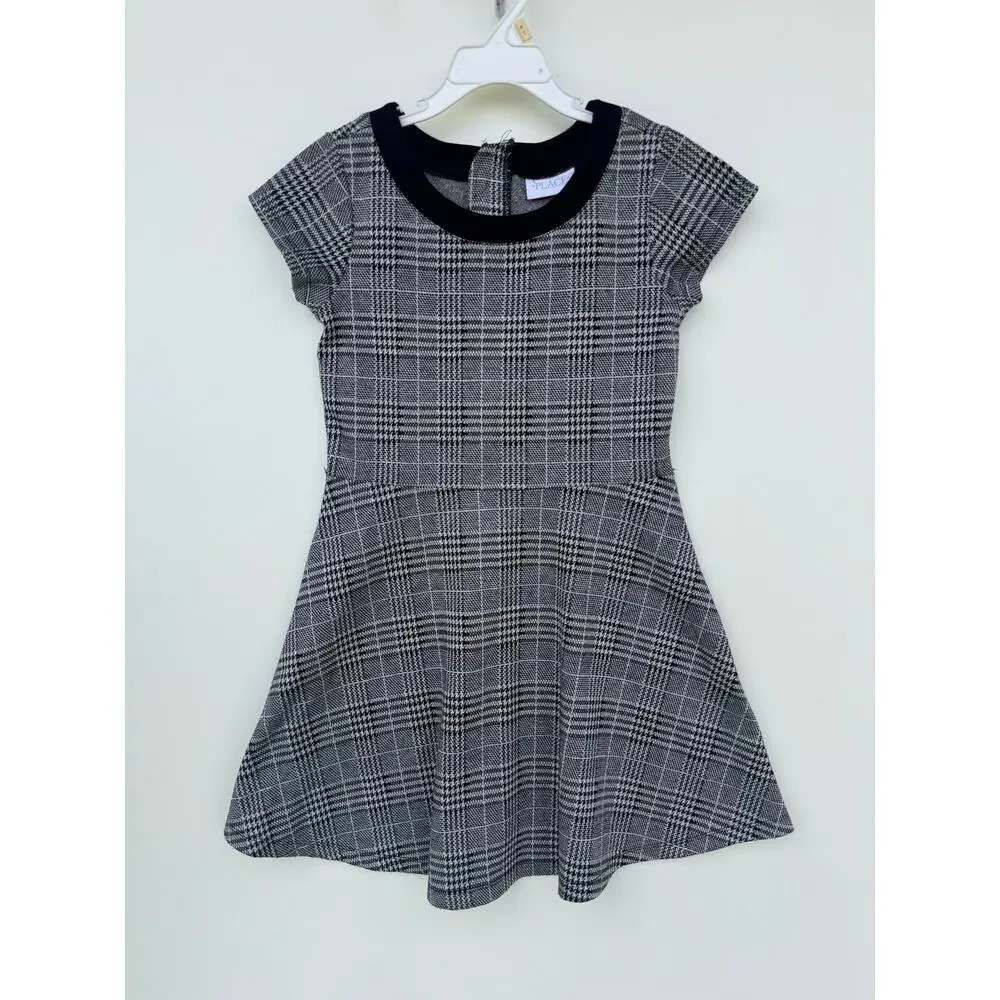 The Children's Place Girls Houndstooth Plaid Fit & Flare Dress Size 10 - Picture 1 of 8